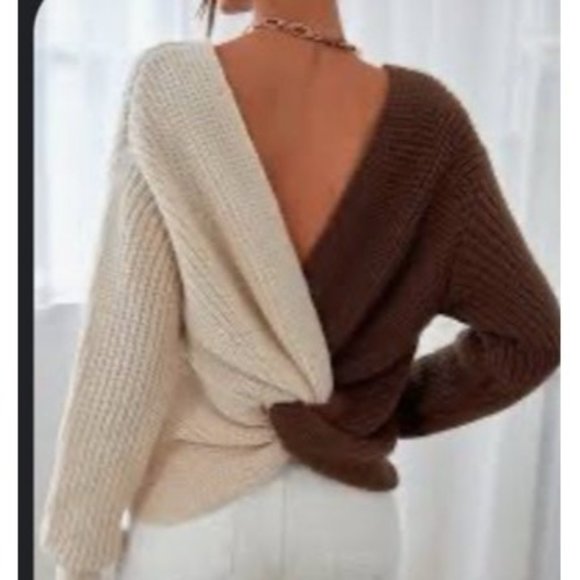 Blouse sweater shirt top knit wool Sweaters twist back - Picture 1 of 4